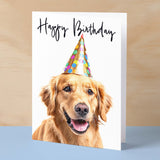 Birthday Card For Her Card For Friend Mum or Sister Birthday Card For Him Brother Dad Happy Birthday Card of Golden Retreiver Dog Fun Card