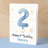 Customisable 2nd Birthday Card For Boy Custom Name Card For Boy Second Birthday Card For Baby Birthday Card for Baby Boy Custom 2nd Birthday