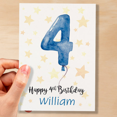 Personalised 4th Birthday Card For Boy Custom Name Card For Boy Forth Birthday Card For Child Birthday Card for Boy Custom 4th Birthday