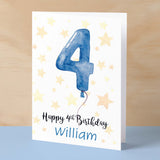 Personalised 4th Birthday Card For Boy Custom Name Card For Boy Forth Birthday Card For Child Birthday Card for Boy Custom 4th Birthday