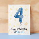 Personalised 4th Birthday Card For Boy Custom Name Card For Boy Forth Birthday Card For Child Birthday Card for Boy Custom 4th Birthday