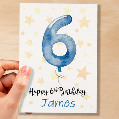 Personalised 6th Birthday Card For Boy Custom Name Card For Boy Sixth Birthday Card For Child Birthday Card for Boy Custom 6th Birthday