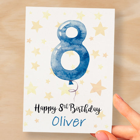 Personalised 8th Birthday Card For Boy Custom Name Card For Boy Eighth Birthday Card For Child Birthday Card for Boy Custom 8th Birthday