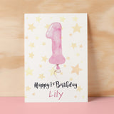 Personalised 1st Birthday Card For Girl Custom Name Card For Girl First Birthday Card For Baby Card for Baby Girl Custom 1st Birthday