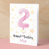 Personalised 2nd Birthday Card For Girl Custom Name Card For Girl Second Birthday Card For Baby Card for Baby Girl Custom 2nd Birthday