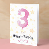 Personalised 3rd Birthday Card For Girl Custom Name Card For Girl Third Birthday Card For Child Birthday Card for Girl Custom 3rd Birthday