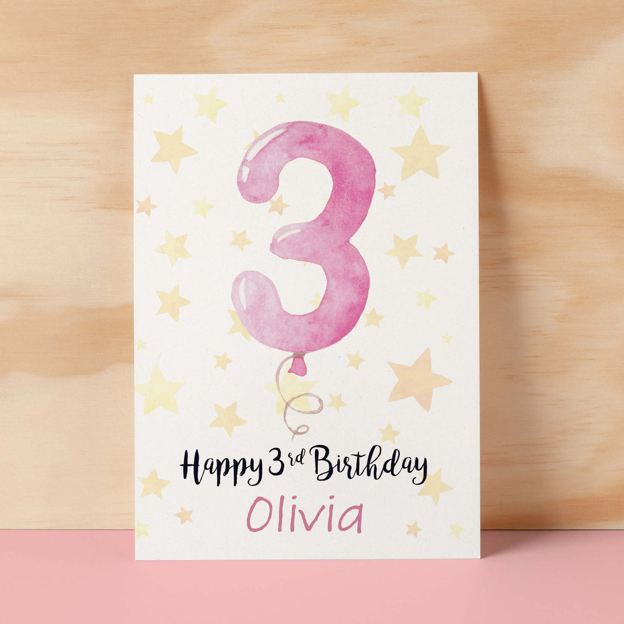 Personalised 3rd Birthday Card For Girl Custom Name Card For Girl Third Birthday Card For Child Birthday Card for Girl Custom 3rd Birthday