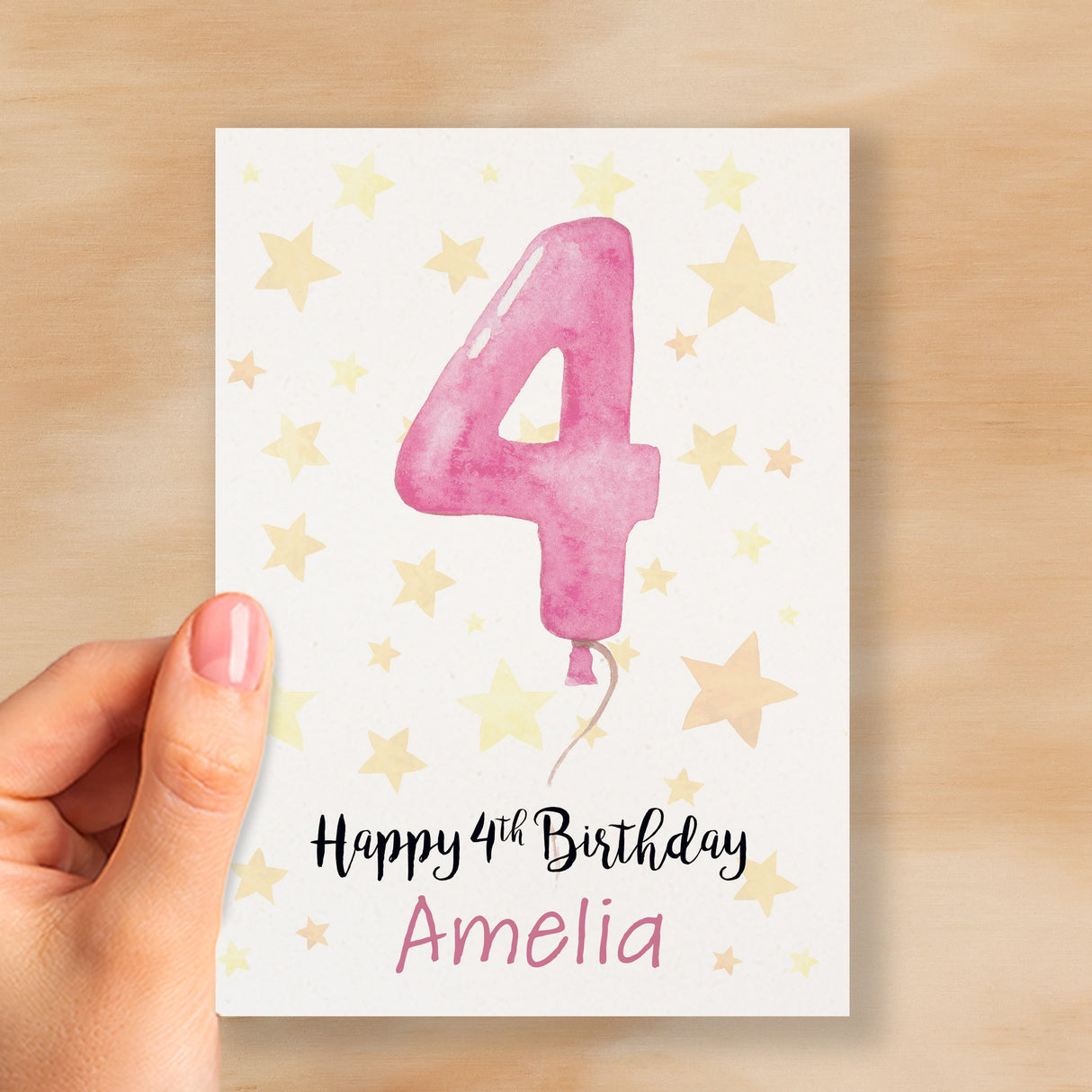 Personalised 4th Birthday Card For Girl Custom Name Card For Girl Forth Birthday Card For Child Birthday Card for Girl Custom 4th Birthday