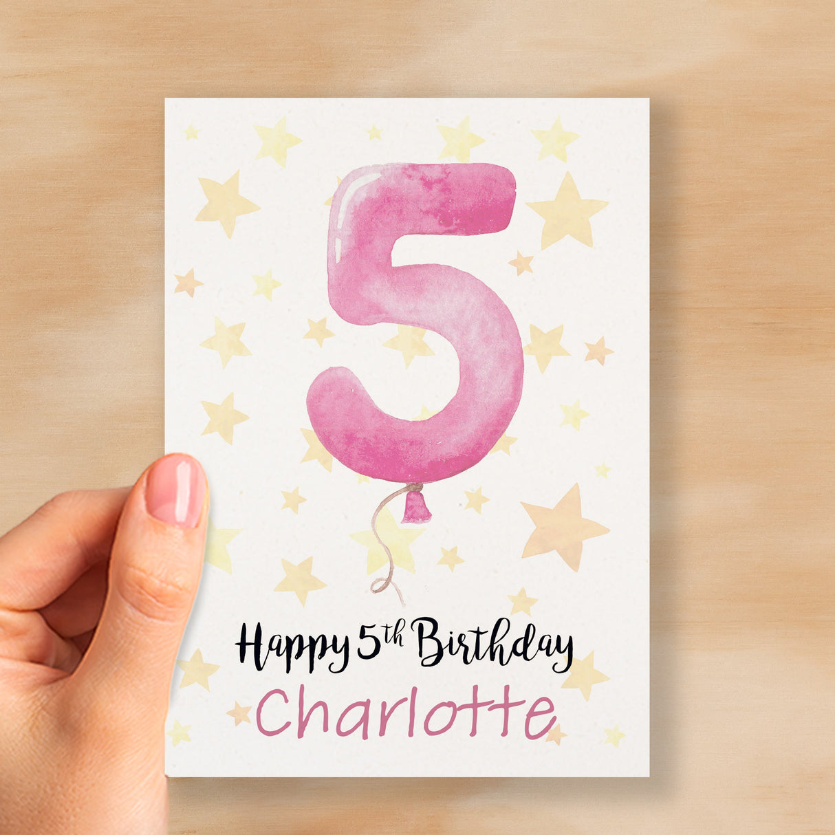 Personalised 5th Birthday Card For Girl Custom Name Card For Girl Fifth Birthday Card For Child Birthday Card for Girl Custom 5th Birthday