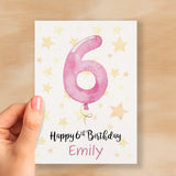 Personalised 6th Birthday Card For Girl Custom Name Card For Girl Sixth Birthday Card For Child Birthday Card for Girl Custom 6th Birthday