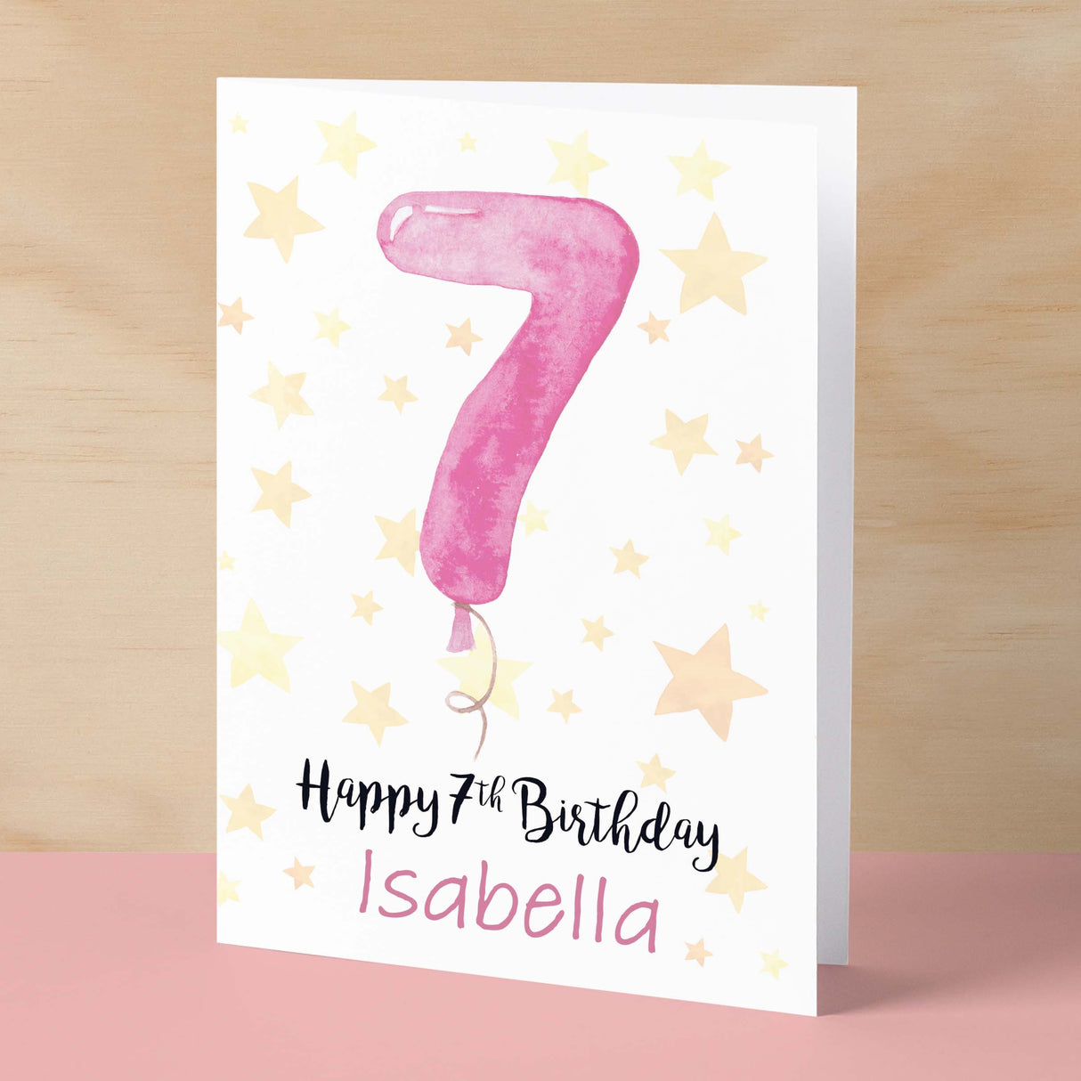 Personalised 7th Birthday Card For Girl Custom Name Card For Girl Seventh Birthday Card For Child Birthday Card for Girl Custom 7th Birthday