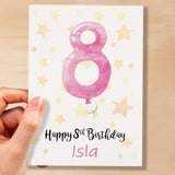 Personalised 8th Birthday Card For Girl Custom Name Card For Girl Eighth Birthday Card For Child Birthday Card for Girl Custom 8th Birthday