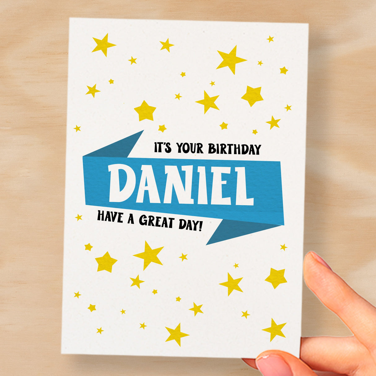 Personalised Children's Birthday Card Blue Banner Birthday Card For Boys Or Girls Custom Bithday Card For Children