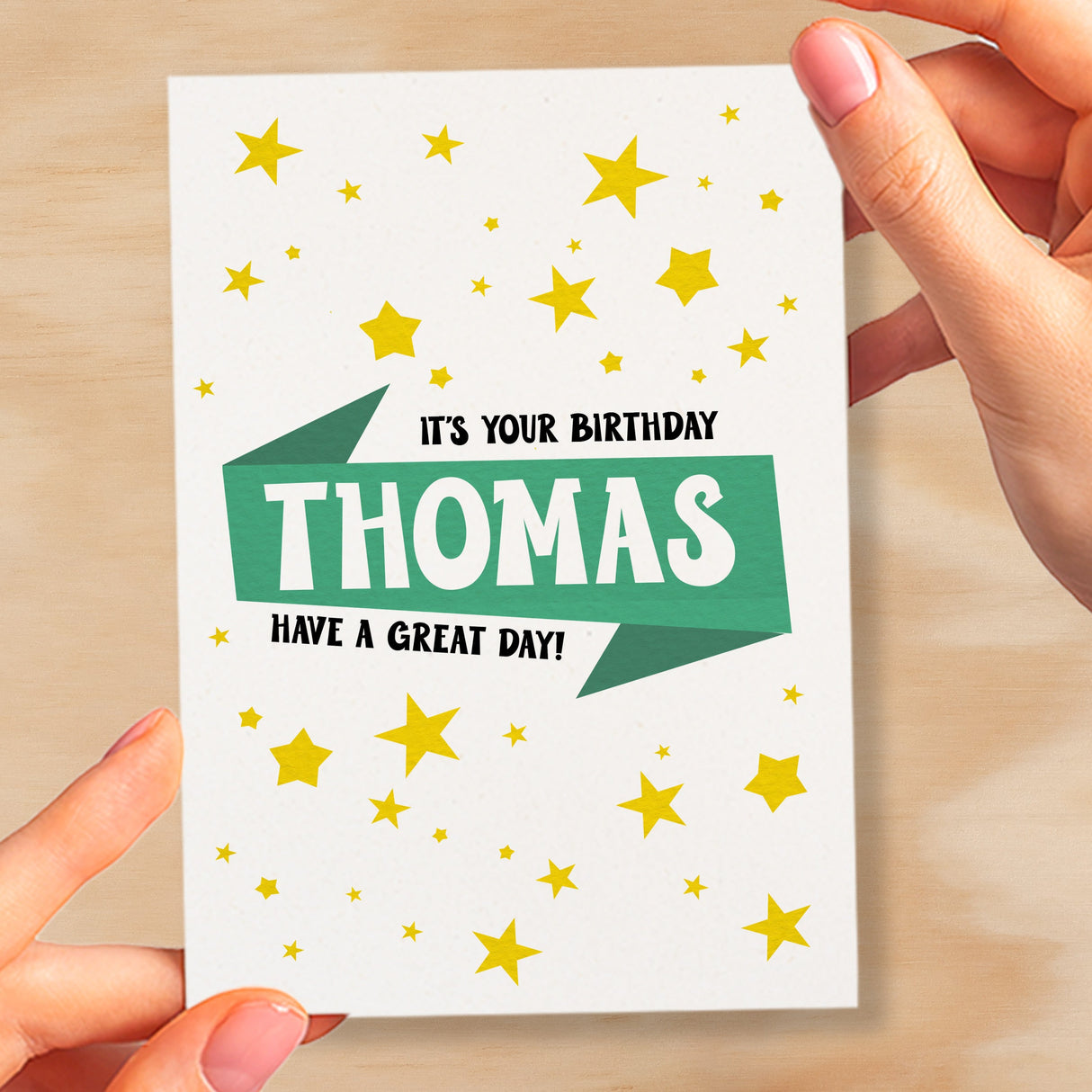 Personalised Children's Birthday Card Green Banner Birthday Card For Boys Or Girls Custom Bithday Card For Children