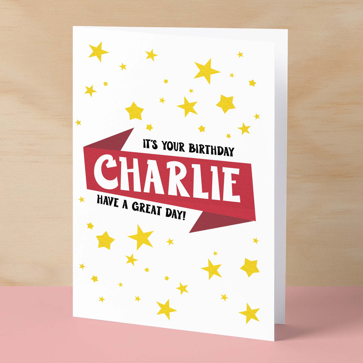 Personalised Children's Birthday Card Red Banner Birthday Card For Boys Or Girls Custom Bithday Card For Children