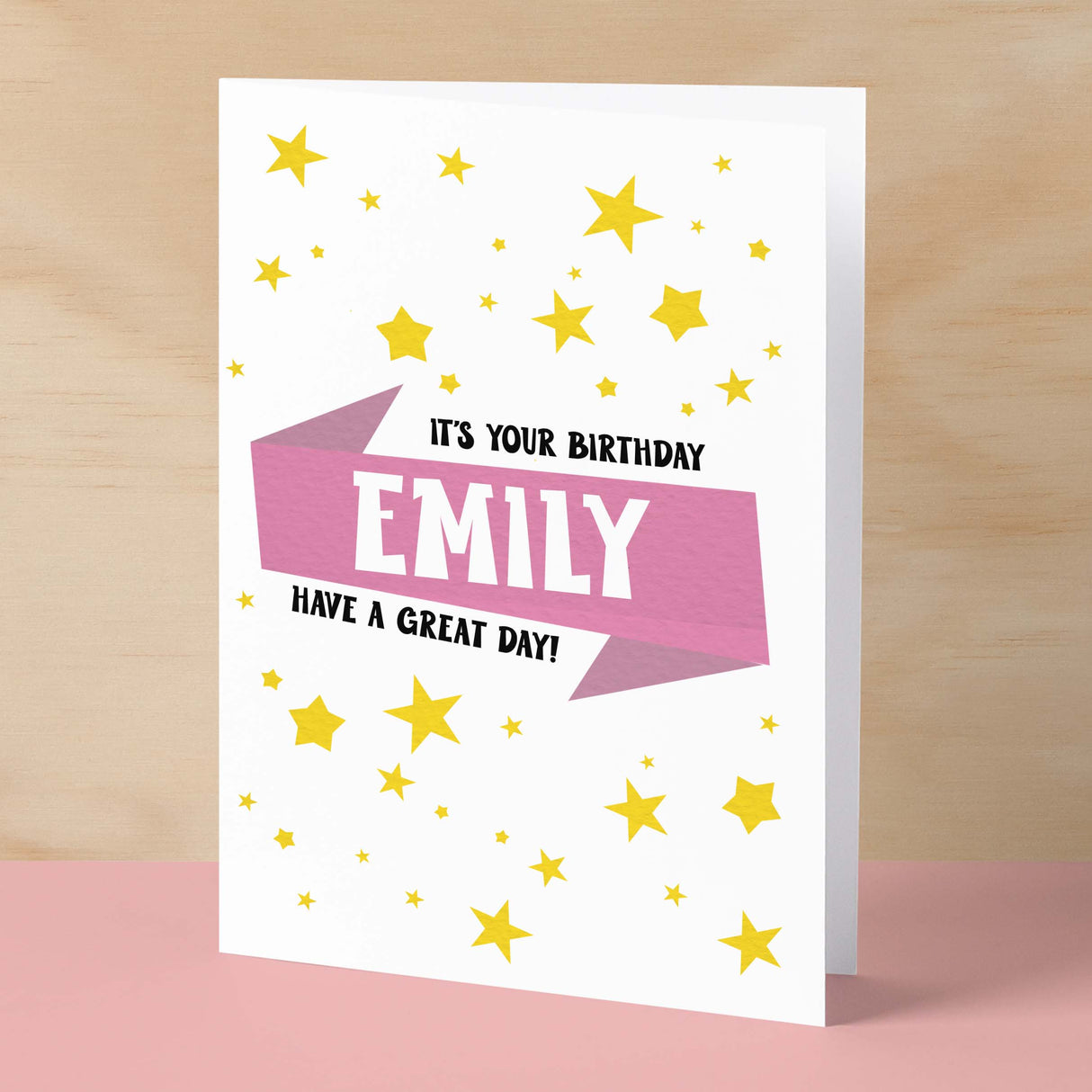 Personalised Children's Birthday Card Pink Banner Birthday Card For Boys Or Girls Custom Bithday Card For Children