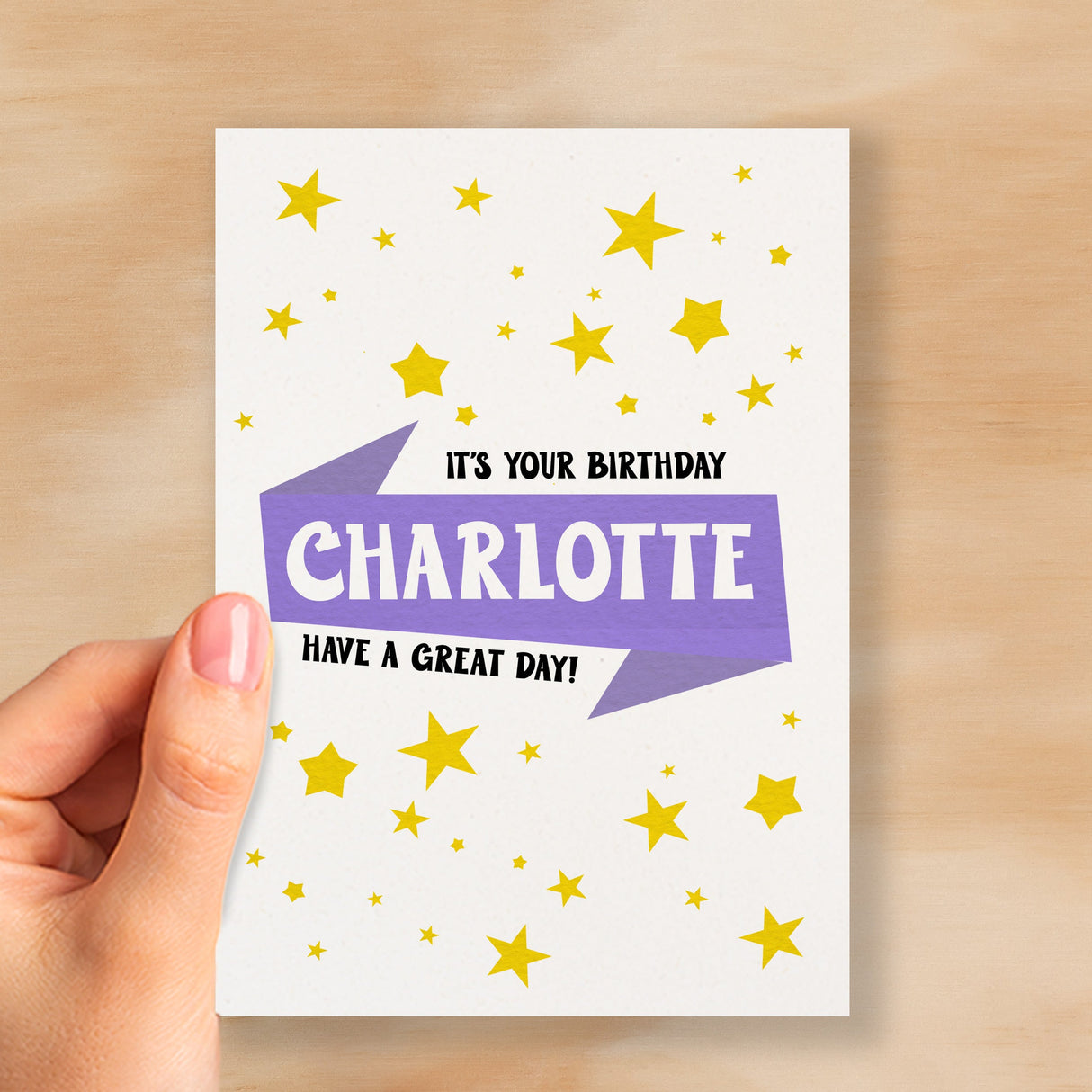 Personalised Children's Birthday Card Purple Banner Birthday Card For Boys Or Girls Custom Bithday Card For Children