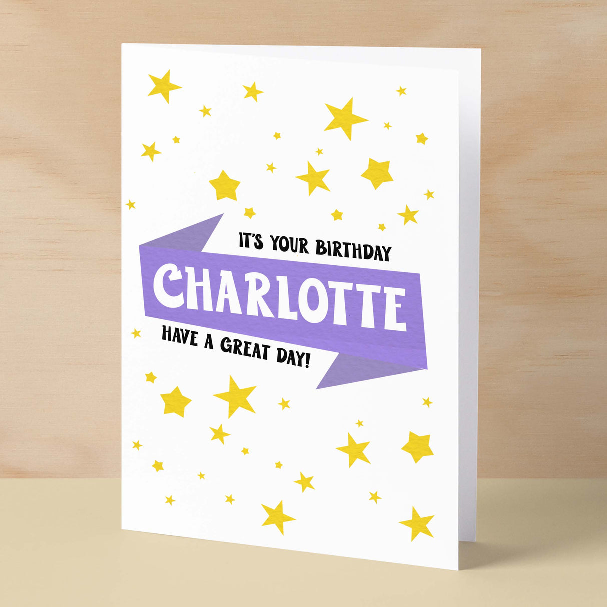 Personalised Children's Birthday Card Purple Banner Birthday Card For Boys Or Girls Custom Bithday Card For Children