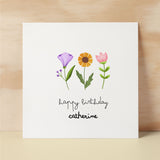 Personalised Card For Her Flower Happy Birthday Card For Mum, Gran, Auntie, Friend Add Your Own Name Custom Card