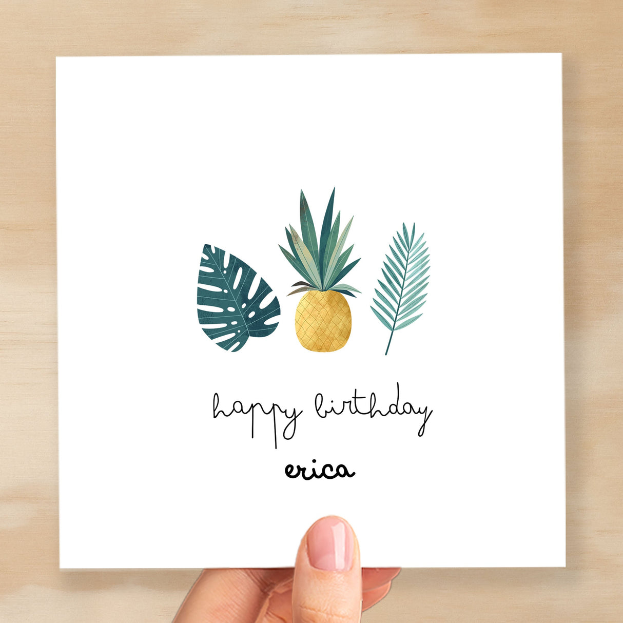 Personalised Card For Him Tropical Themed Happy Birthday Card For Mum, Gran, Auntie, Friend Add Your Own Name Custom Card