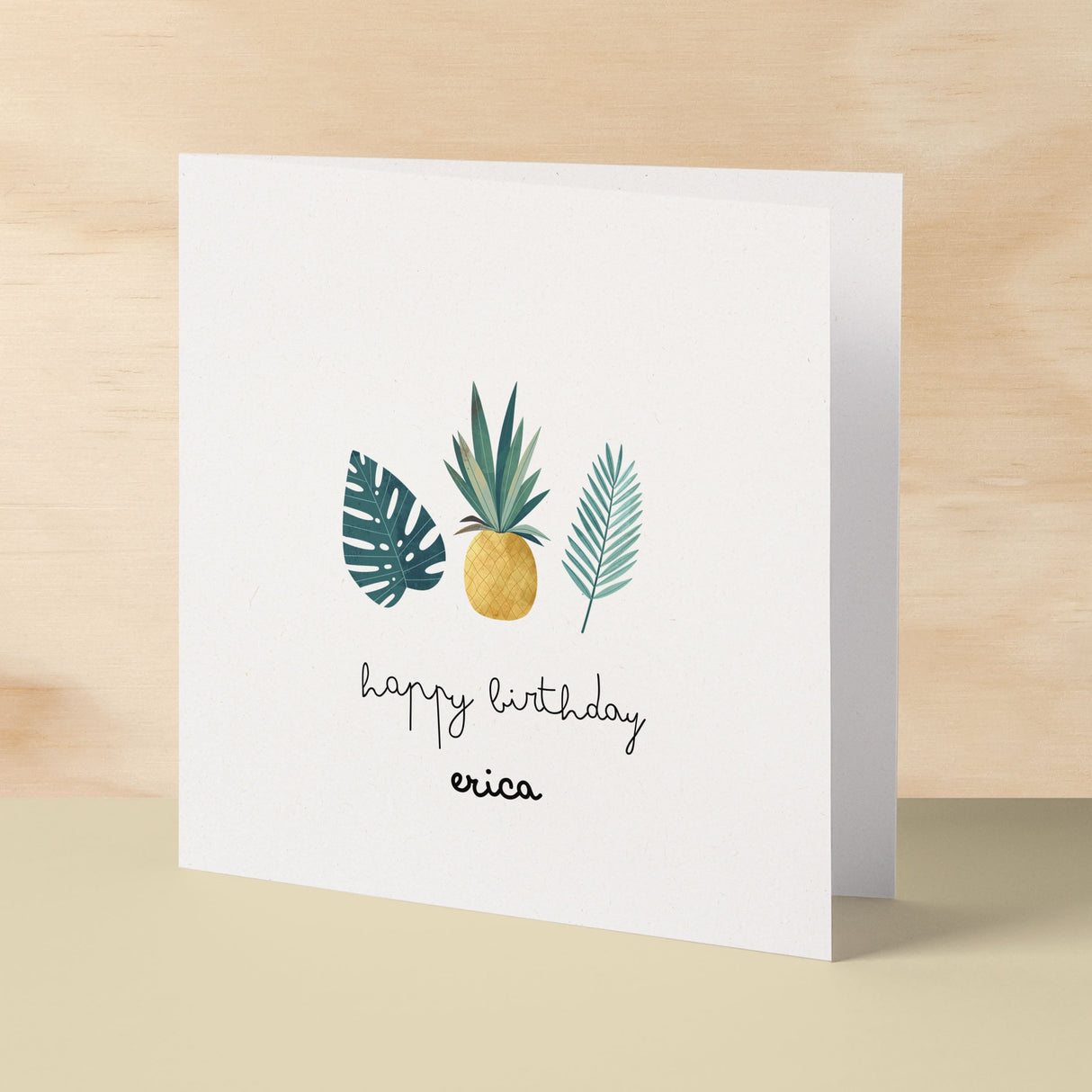 Personalised Card For Him Tropical Themed Happy Birthday Card For Mum, Gran, Auntie, Friend Add Your Own Name Custom Card