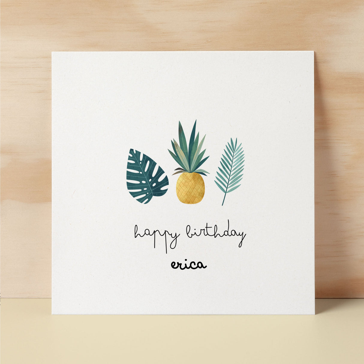 Personalised Card For Him Tropical Themed Happy Birthday Card For Mum, Gran, Auntie, Friend Add Your Own Name Custom Card