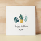 Personalised Card For Him Tropical Themed Happy Birthday Card For Mum, Gran, Auntie, Friend Add Your Own Name Custom Card