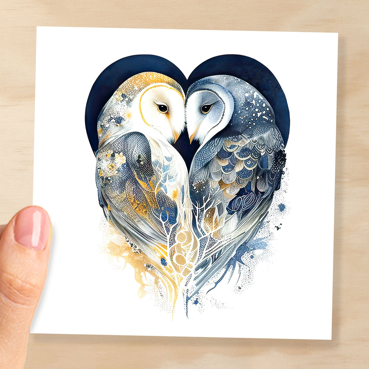 Anniversary or Valentine's Day Card For Wife Anniversary Card For Husband Boyfriend or Girlfriend Valentines Card For Him or Her Blue Owls