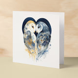 Anniversary or Valentine's Day Card For Wife Anniversary Card For Husband Boyfriend or Girlfriend Valentines Card For Him or Her Blue Owls