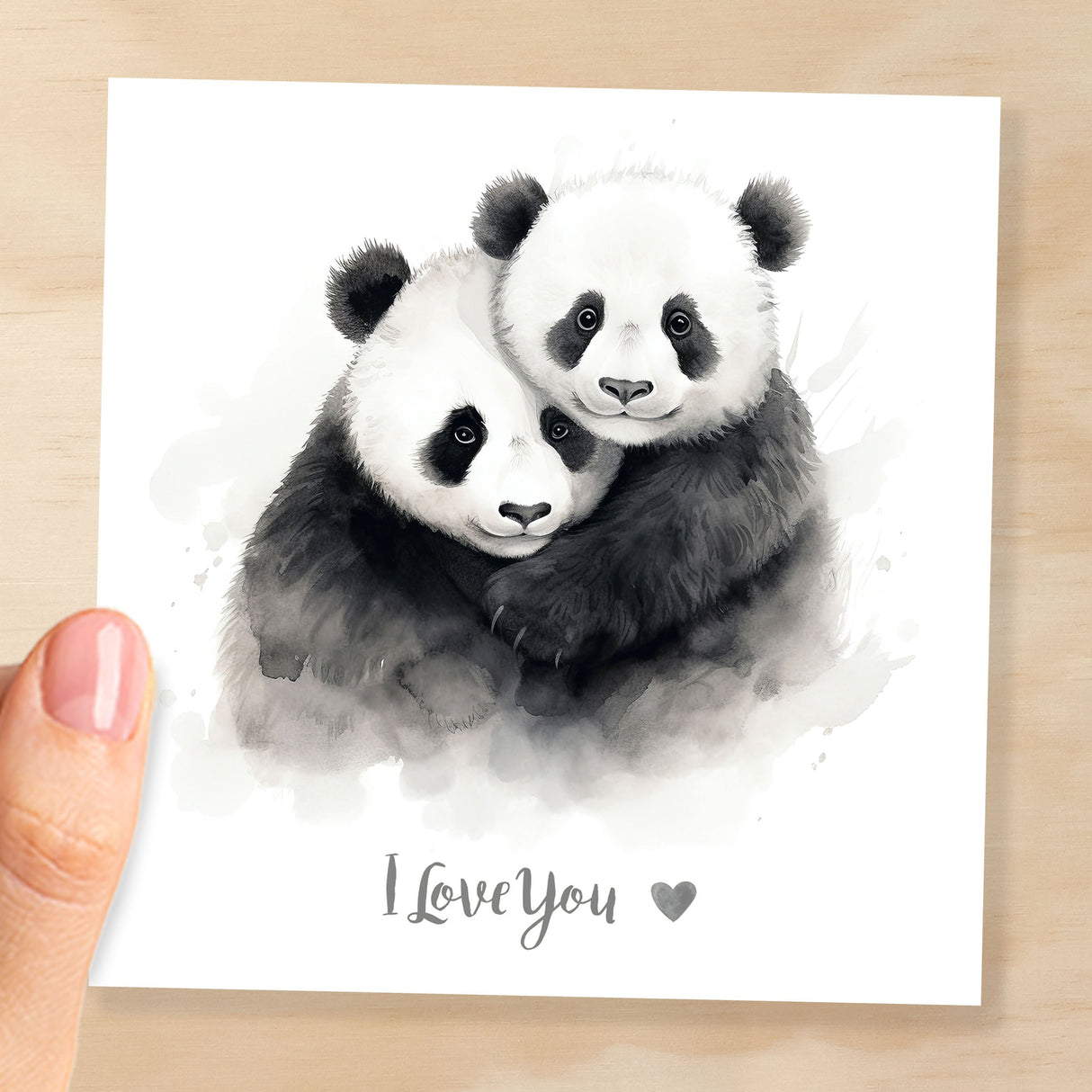 Anniversary or Valentine's Day Card For Wife Anniversary Card For Husband Boyfriend or Girlfriend Valentines Card For Him or Her Panda Love