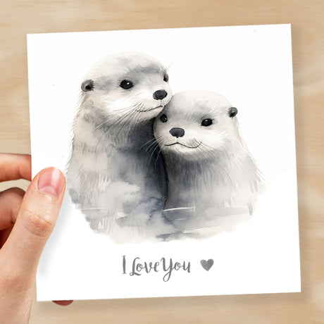 Anniversary or Valentine's Day Card For Wife Anniversary Card For Husband Boyfriend or Girlfriend Valentines Card For Him or Her Otter Love