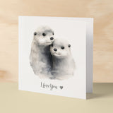 Anniversary or Valentine's Day Card For Wife Anniversary Card For Husband Boyfriend or Girlfriend Valentines Card For Him or Her Otter Love