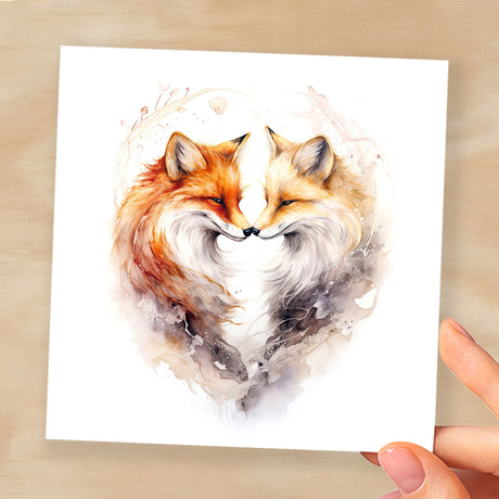 Anniversary or Valentine's Day Card For Wife Anniversary Card For Husband Boyfriend or Girlfriend Valentines Card For Him or Her Fox Heart