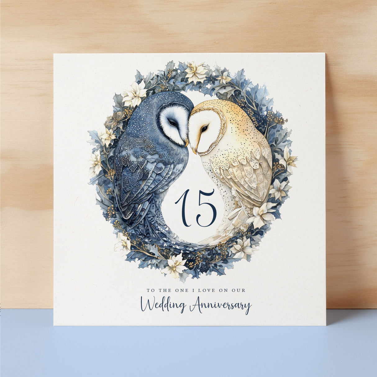 15th Wedding Anniversary Card Pretty Owl Design 15 Year Anniversary Cyrstal Wedding Anniversary Card