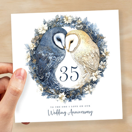 35th Wedding Anniversary Card Pretty Owl Design 35 Year Anniversary Coral Wedding Anniversary Card