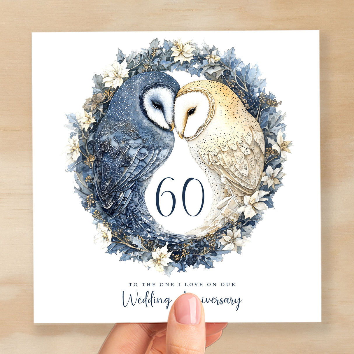 60th Wedding Anniversary Card Pretty Owl Design 60 Year Anniversary Diamond Wedding Anniversary Card