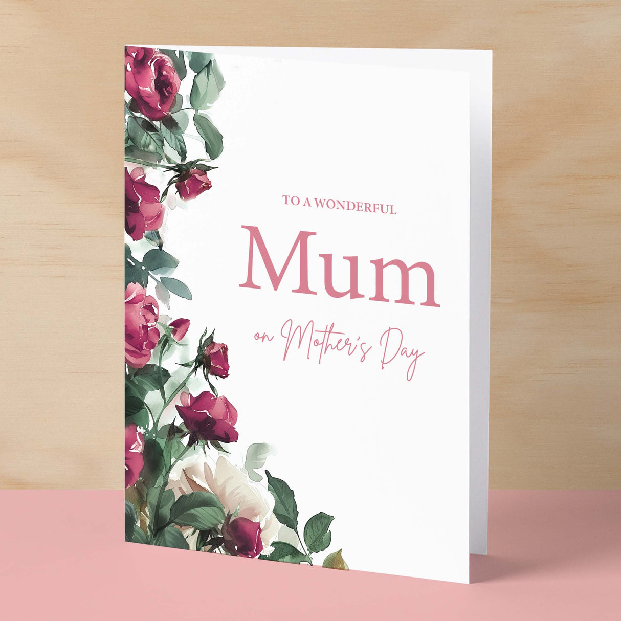 Mother's Day Card For Mum Mothering Sunday Card Love Mum Card Mother's Day Card with Flowers Roses Wonderful Mum Card