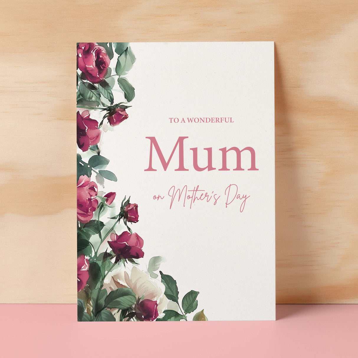 Mother's Day Card For Mum Mothering Sunday Card Love Mum Card Mother's Day Card with Flowers Roses Wonderful Mum Card