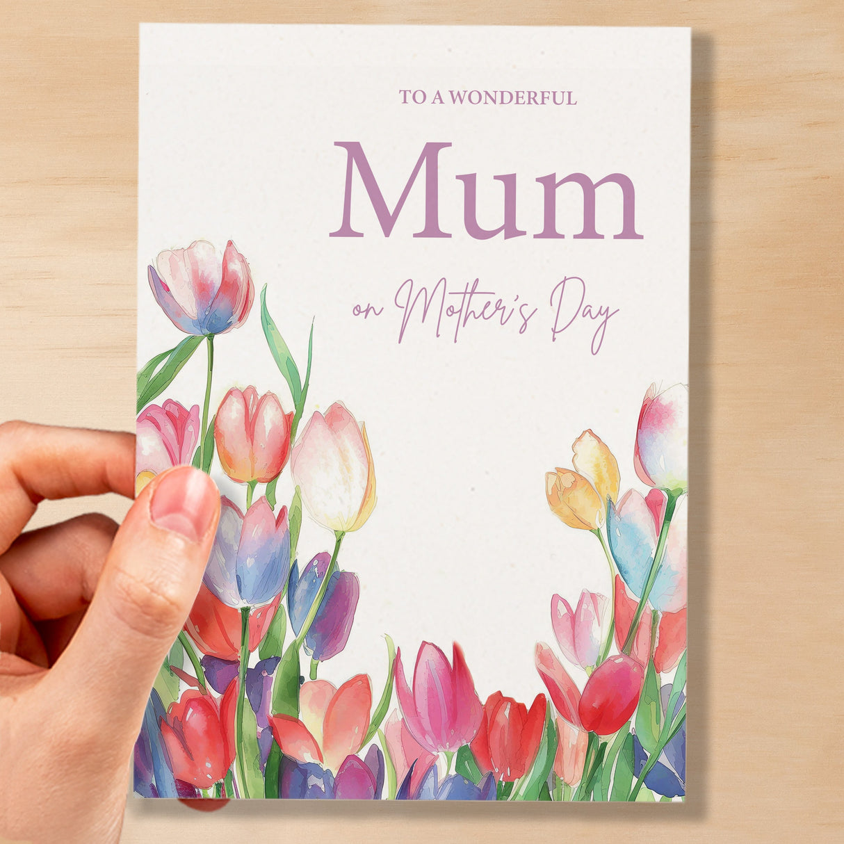 Mother's Day Card For Mum Mothering Sunday Card Love Mum Card Mother's Day Card with Flowers Tulips Wonderful Mum Card