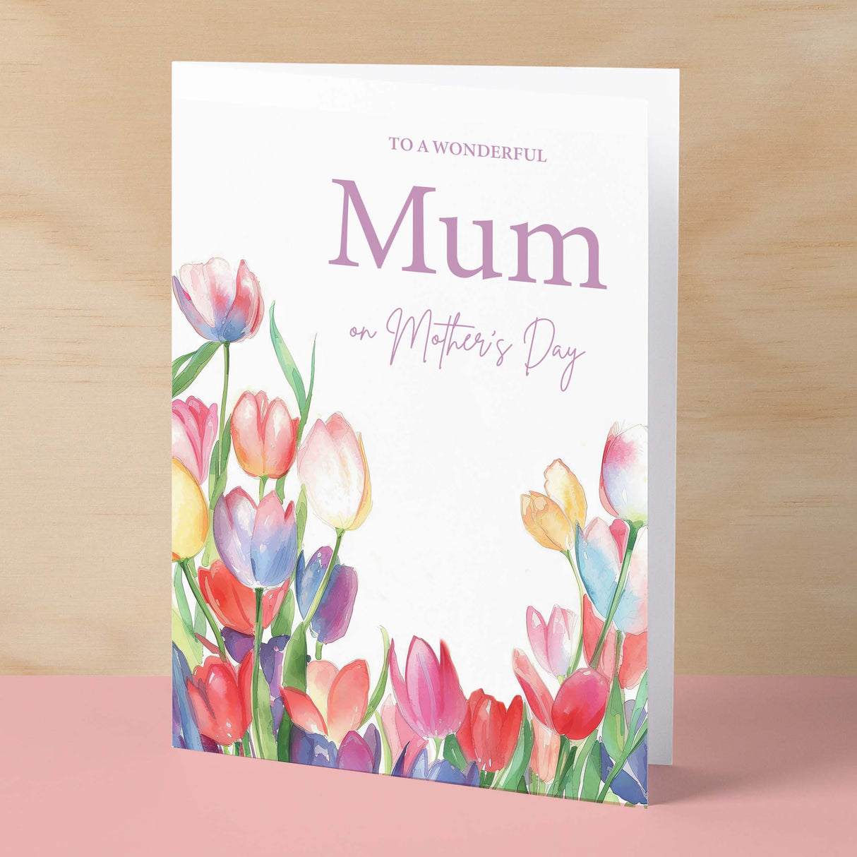 Mother's Day Card For Mum Mothering Sunday Card Love Mum Card Mother's Day Card with Flowers Tulips Wonderful Mum Card