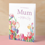 Mother's Day Card For Mum Mothering Sunday Card Love Mum Card Mother's Day Card with Flowers Tulips Wonderful Mum Card