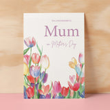 Mother's Day Card For Mum Mothering Sunday Card Love Mum Card Mother's Day Card with Flowers Tulips Wonderful Mum Card