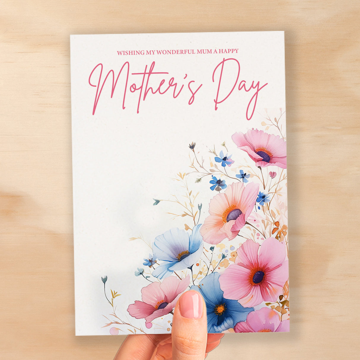 Mother's Day Card For Mum Mothering Sunday Card Love Mum Card Mother's Day Card with Flowers Wonderful Happy Mother's Day Card