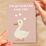 Cute Anniversary or Valentine's Card I'm Quackers for You Cute Duck Anniversary Card For Him or Her