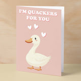 Cute Anniversary or Valentine's Card I'm Quackers for You Cute Duck Anniversary Card For Him or Her