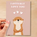 Cute Anniversary or Valentine's Card I'm Otterly Love You Cute Otter Anniversary Card For Him or Her