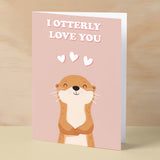 Cute Anniversary or Valentine's Card I'm Otterly Love You Cute Otter Anniversary Card For Him or Her