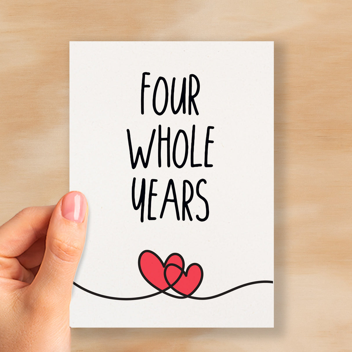 4 Year Anniversary Card For Husband or Wife Anniversary Card for 4th Anniversary Card For Boyfriend or Girlfriend Forth Wedding Anniversary