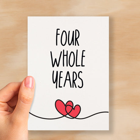 4 Year Anniversary Card For Husband or Wife Anniversary Card for 4th Anniversary Card For Boyfriend or Girlfriend Forth Wedding Anniversary