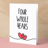 4 Year Anniversary Card For Husband or Wife Anniversary Card for 4th Anniversary Card For Boyfriend or Girlfriend Forth Wedding Anniversary